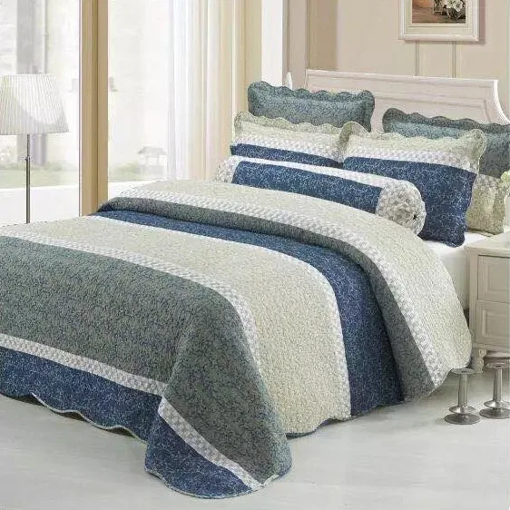 

2017 New Korean Fashion 100% Cotton Print Bedding Set Quilted Washing Bed Cover Set Three Pieces Qulit High Quality