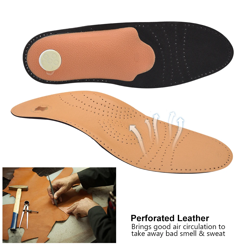 Ортопедические стельки из кожи Elino для плоской стопы, корректная поддержка свода стопы, ортопедические силиконовые стельки для обуви для мужчин и женщин
