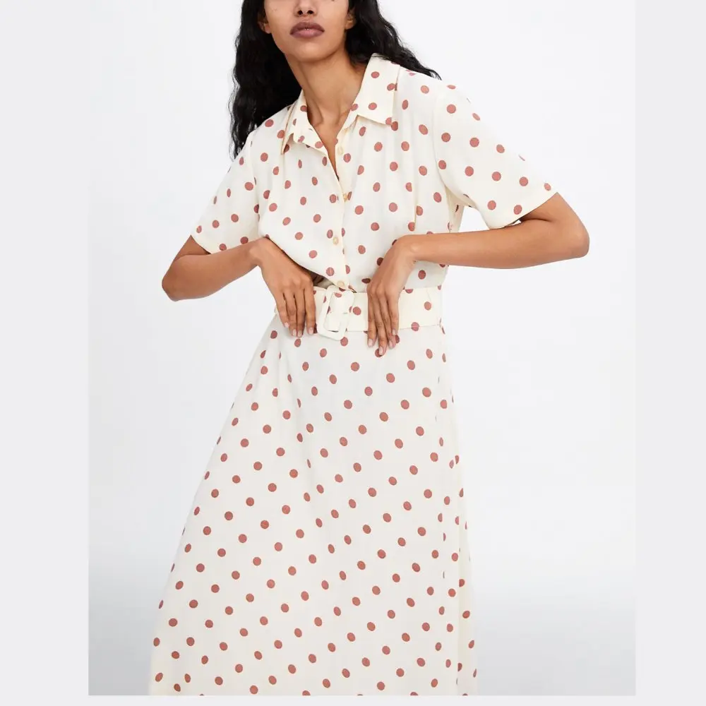 2019 za summer Women polka dot print dresses maxi dot print Dress