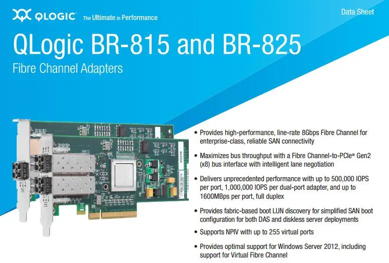 RaidStorage QLogic Brocade 815 BR815 1 порт 8 Гбит/с один SFP+ FC SR-Optic PCIe контроллер волоконно-канальные адаптеры HBA карты
