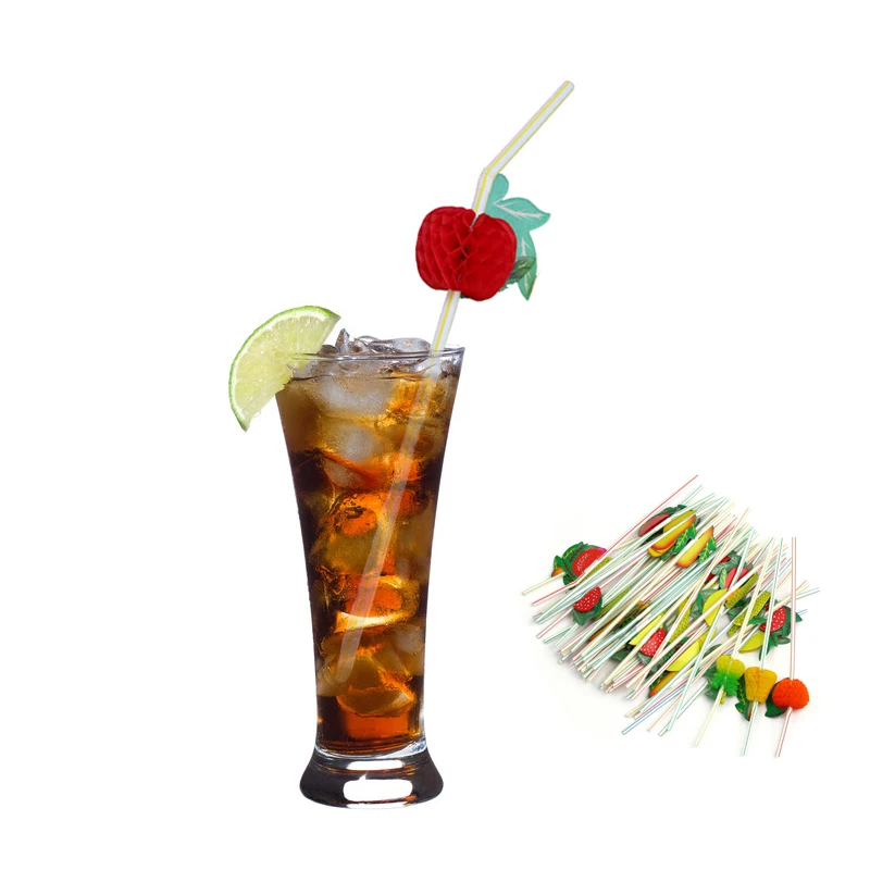 FHEAL 50pcslot 3D Fruit Flexible Plastic Cocktail Drinking Straws Summer Ice Drink Straw Hawaiia Party Decor Supplies Bar Tool (5)