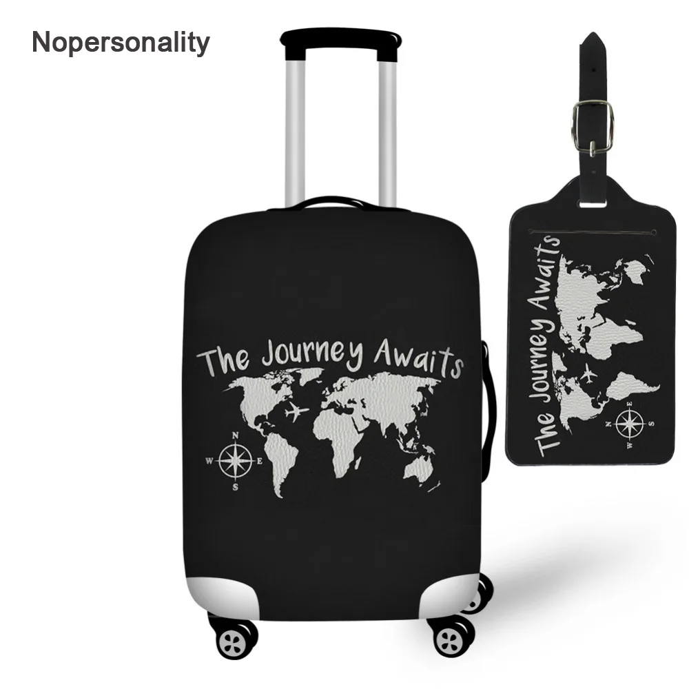 

Nopersonality Black Word Map Travel Luggage Protective Cover Elastic 18-30inch Suitcase Cover Waterproof Travel Accessories