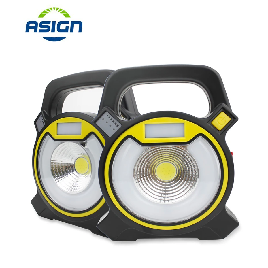 

Rechargeable LED Spotlight Searchlight 15W Portable COB Flood Light Handheld Work Light Use 18650 Battery For Camping Lighting