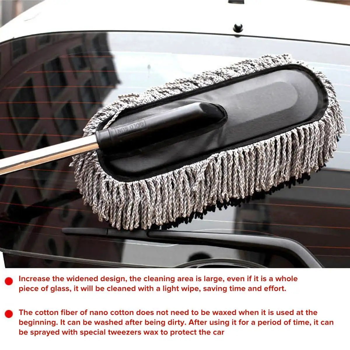 2 шт. щетка для чистки автомобиля из микрофибры Авто Окно Duster нержавеющая стальная длинная ручка восковый порошок моющийся волокнистый воск Shan шайба серый