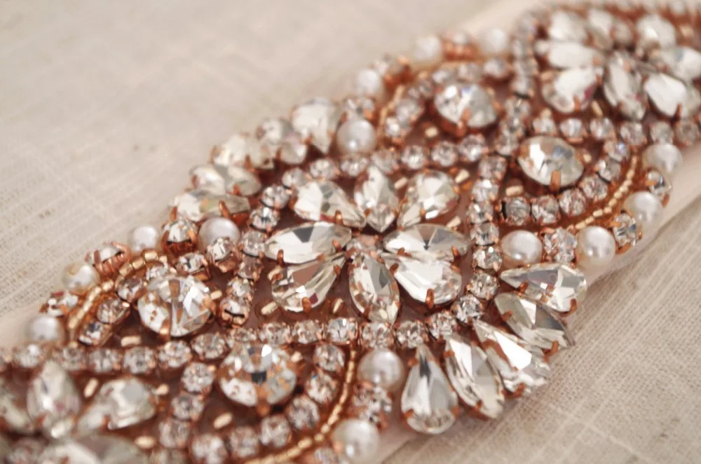 wholesale 20 pieces gold crystal bead applique, rhinestone bead