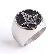 free shipping Domineering masonic ring casting Punk Gothic free Mason 316l Stainless Steel finger rings for men wholesale