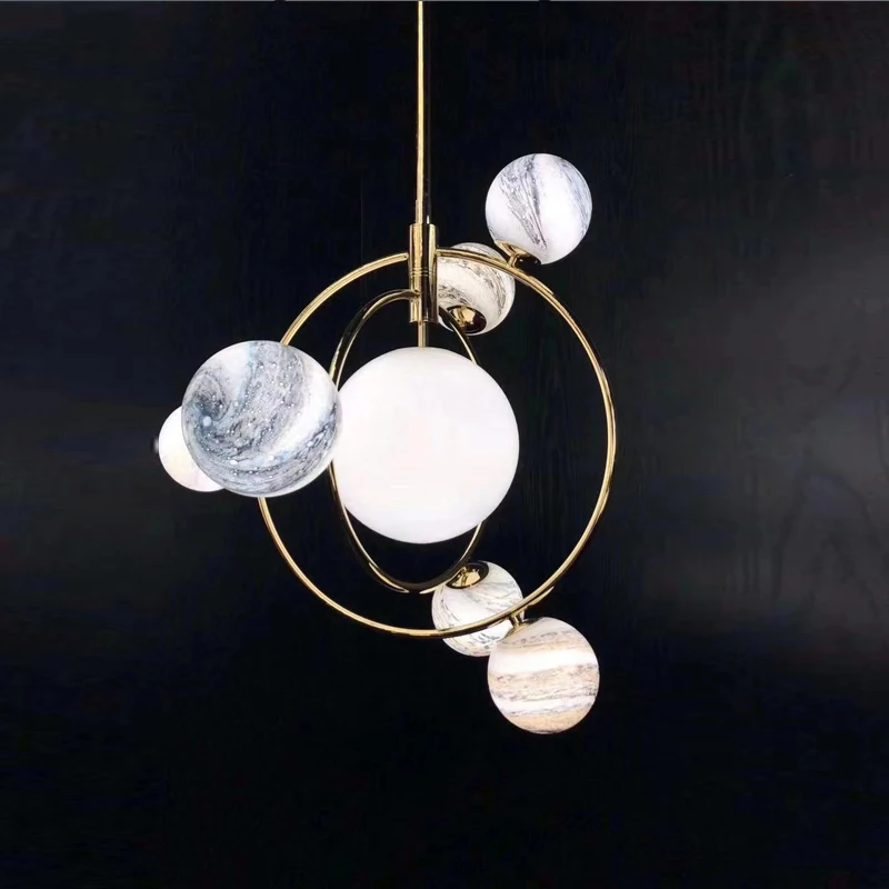 

modern led Iron Glass Tiny Planets Chandelier Lighting For Dinning Room Foyer bedroom restaurant hanging lamp