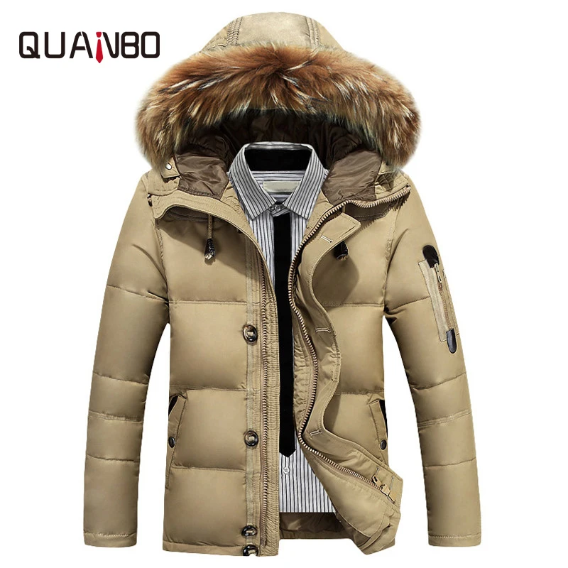 

New Warm Winter Jacket Men -30 Cold resistant Degree Snow Duck Down Jacket Hooded Fur Collar Windproof Outerwear Men Down Coats