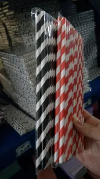 

1000pcs red black stripes Paper Straws - Wedding,Bulk, Damask,Dots,Striped,Chevron, Free shipping by fast post