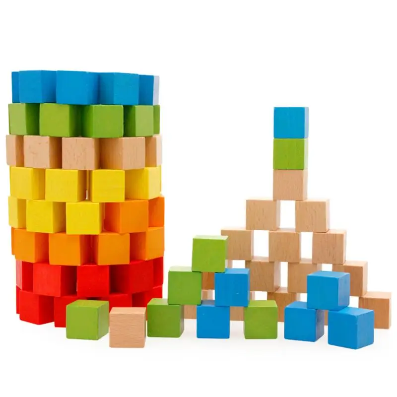 

100pcs Colorful Wooded Cube Building Blocks Early Educational Baby Toys for Kids Children Birthday Gift