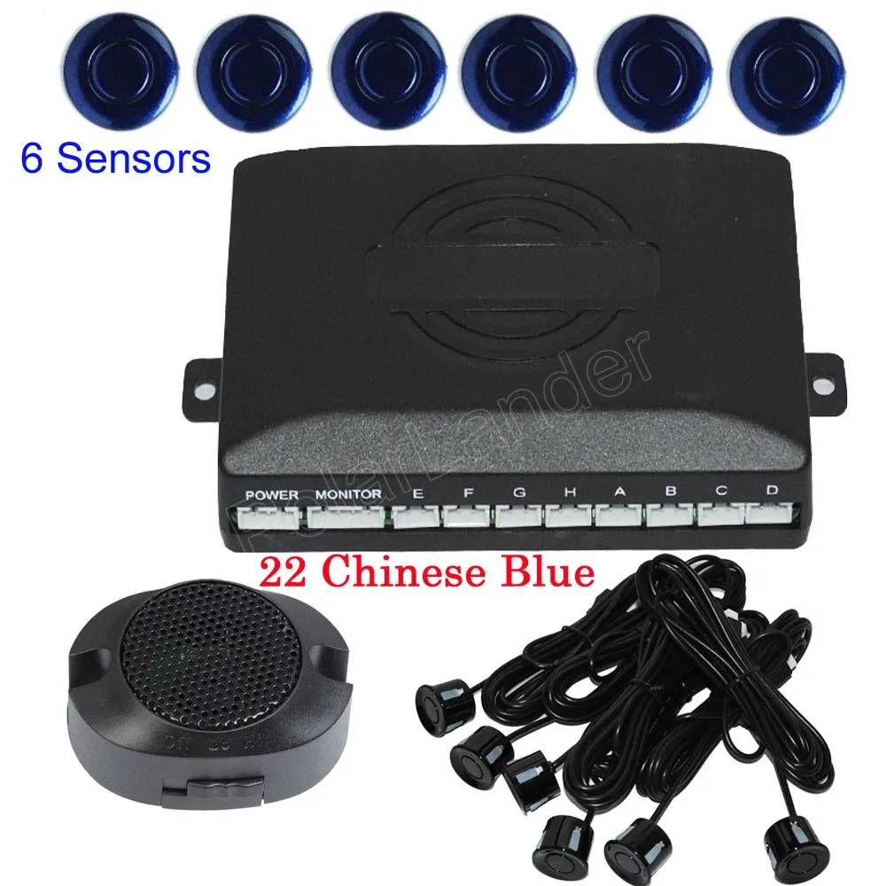 6 sensors car parking sensor buzzer alarm 44 colors for option reverse