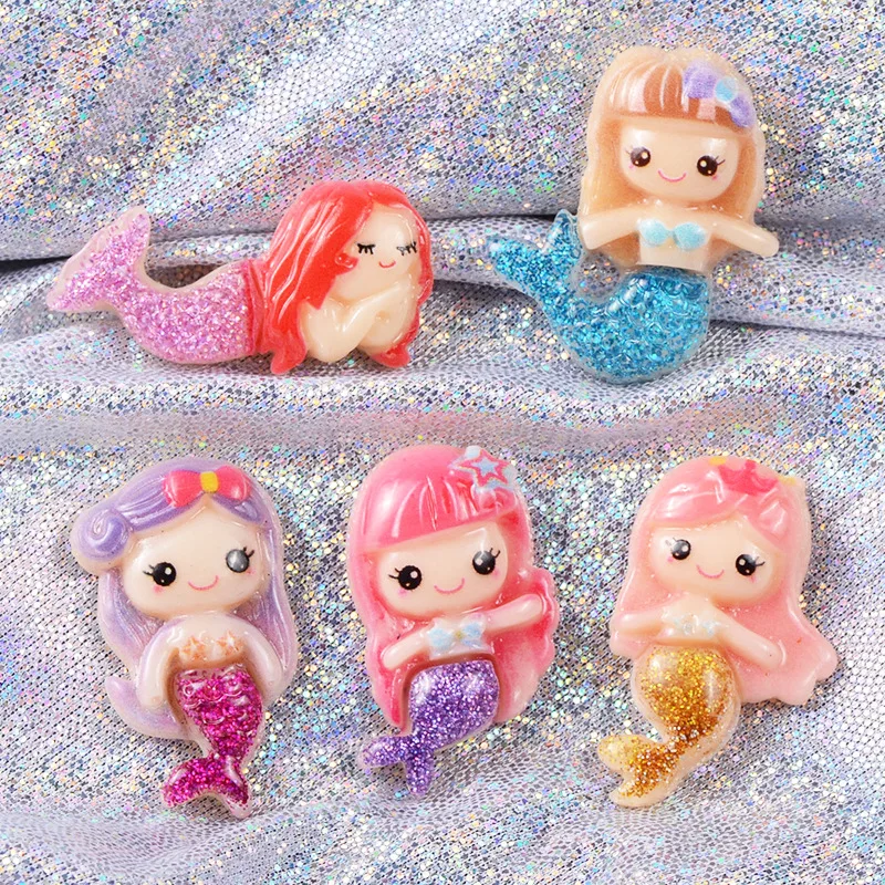 10 шт. Kawaii Gliter Mermaid Flatback искусственная задняя часть для рукоделия аксессуары
