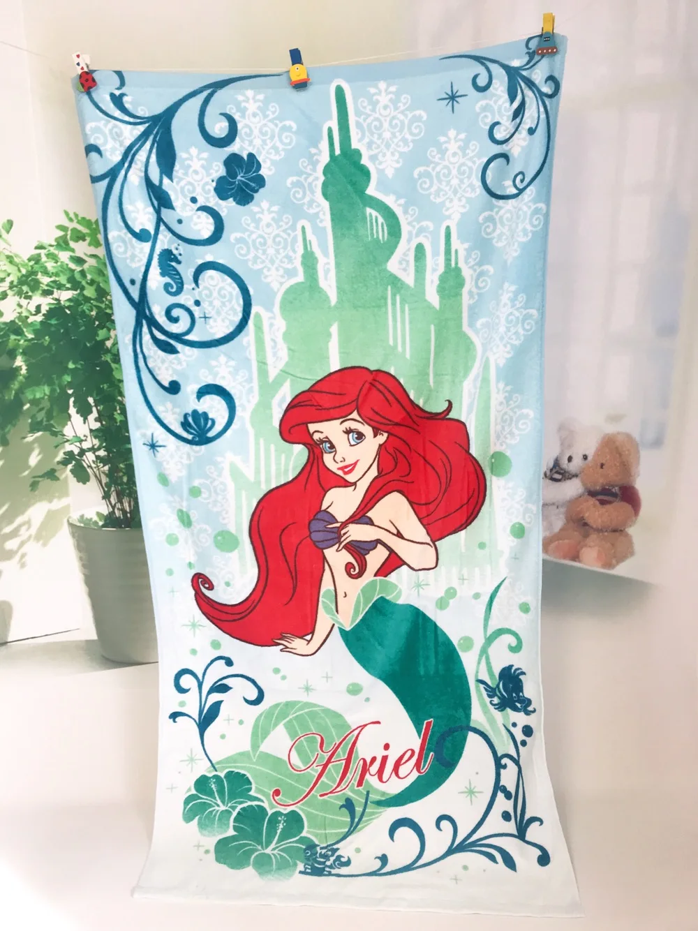 Dessin Animé Mignon La Petite Sirène Princesse Coton Bain