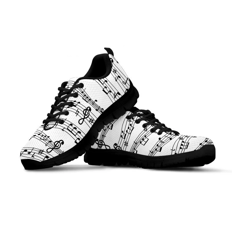 Twoheartsgirl/Классические сетчатые кроссовки с принтом музыкальных нот для мужчин; Повседневная Вулканизированная Обувь На Шнуровке; дышащие мужские сетчатые кроссовки - Цвет: L3124BAQ
