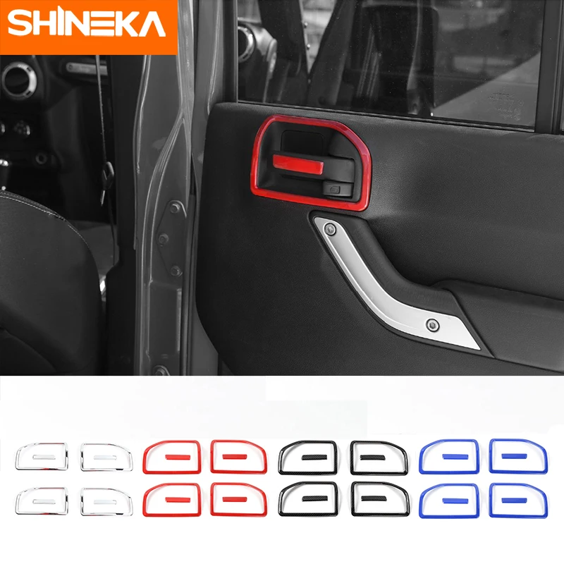 

SHINEKA Interior Door Handles ABS Car Interior Door Handle Bowl Cover Trims Decoration Stickers For Jeep Wrangler JK 2011-2017