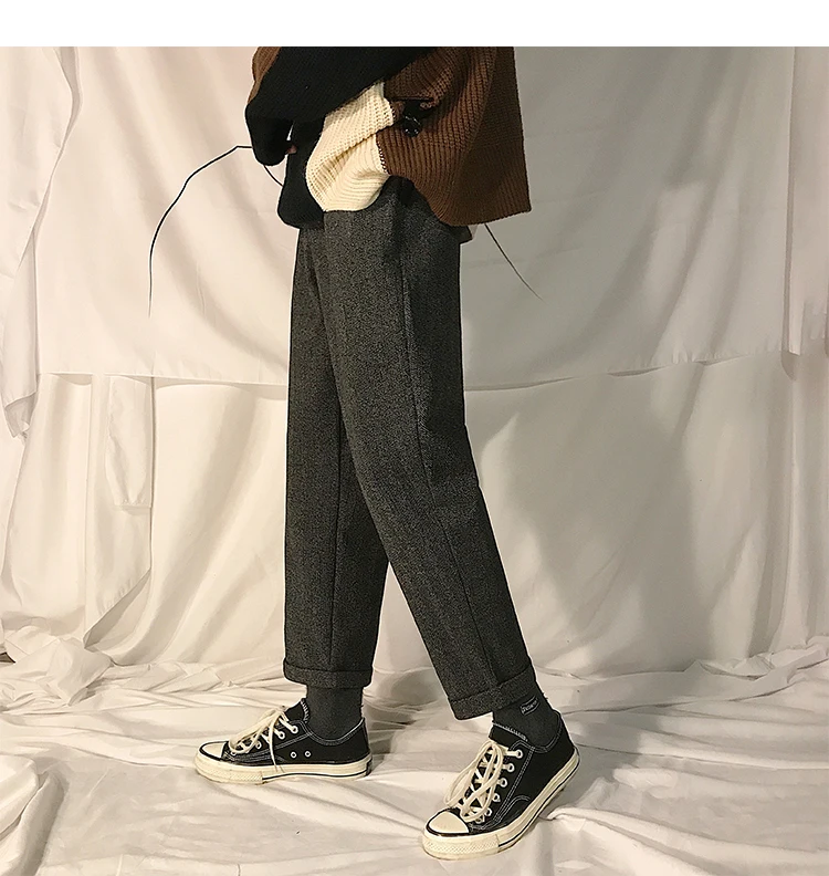 2018 осенние и зимние новые свободные дикие Красивые свободные прямые брюки сплошной цвет повседневные брюки прилив черный/хаки M-2XL