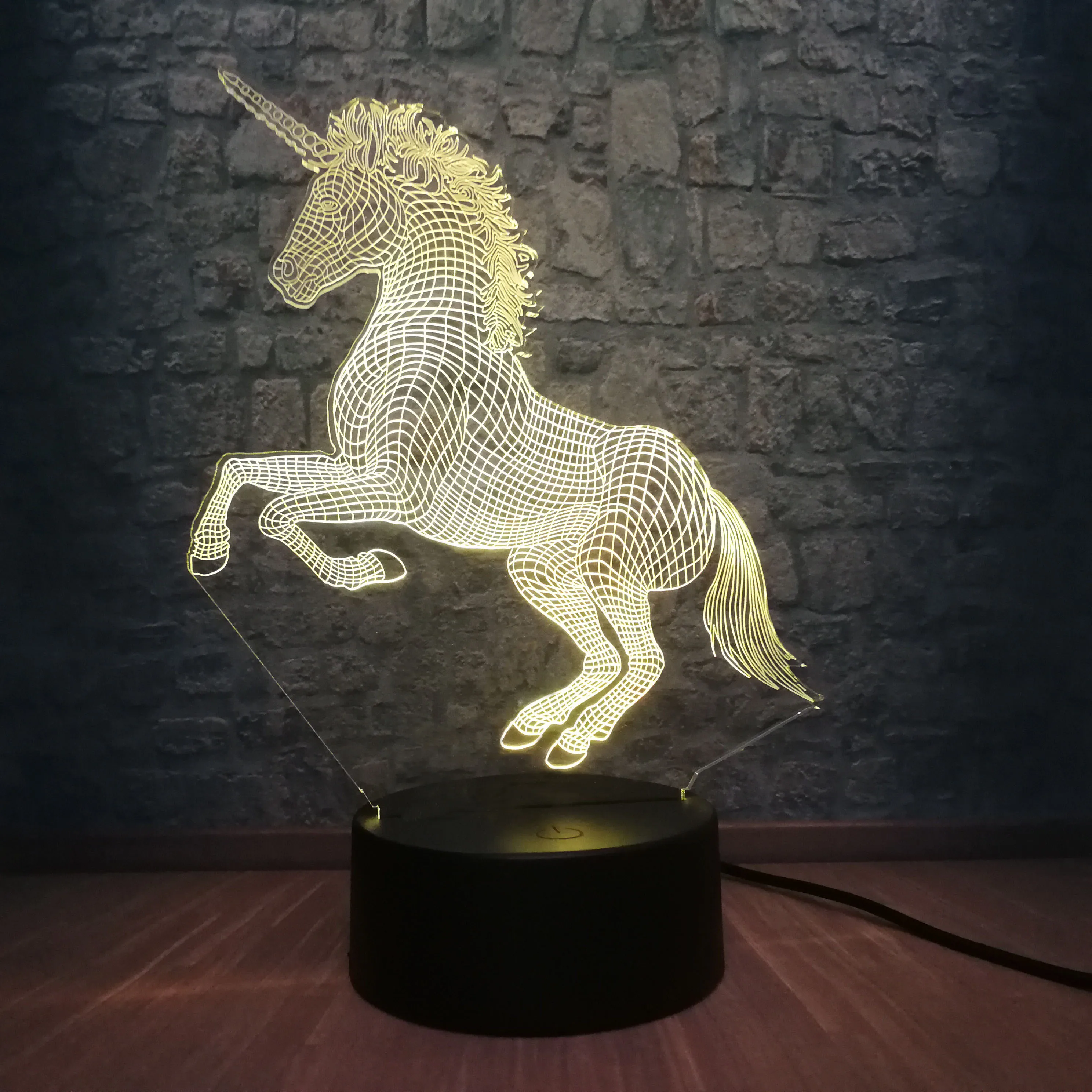 Животное Прекрасный Единорог 3D СВЕТОДИОДНЫЙ Ночник светильник многоцветный