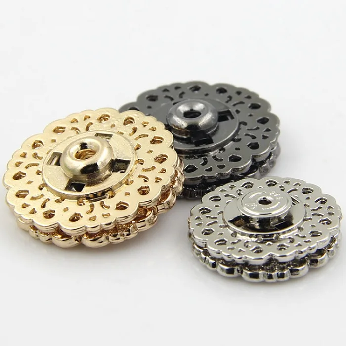 

Snap Buttons 15/18/21/25/30mm Fasteners Press Stud Invisible metal flower for handmade Gift Box Craft DIY Sewing Accessories Wh
