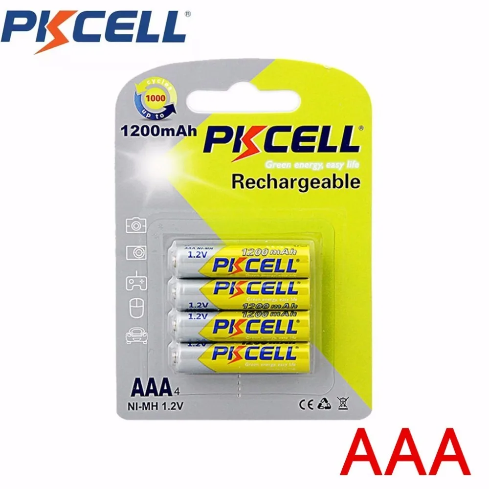 4 шт PKCELL 1200mAh Ni-MH батареи 1 2 V перезаряжаемый aaa-аккумулятор экологичный подходит