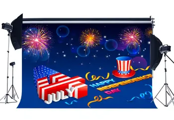 

Independence Day Backdrop 4th July American Flag Backdrops Statue of Liberty Bokeh Sequins Fireworks Stars Background