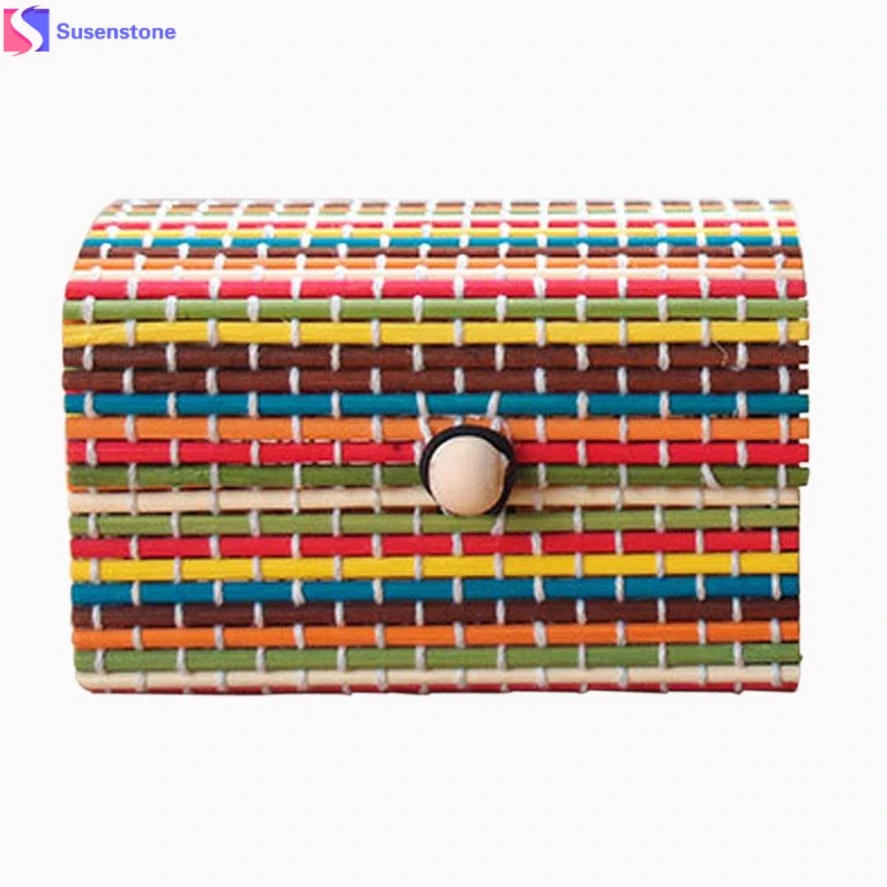 

SUSENSTONE Ring Necklace Earrings Bamboo Wooden Jewelry Storage Boxes