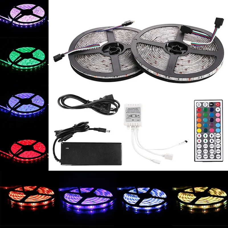 2x5 М 5050 SMD 600 светодиодов Светодиодные RGB полосы света наборы водонепроницаемый ИК
