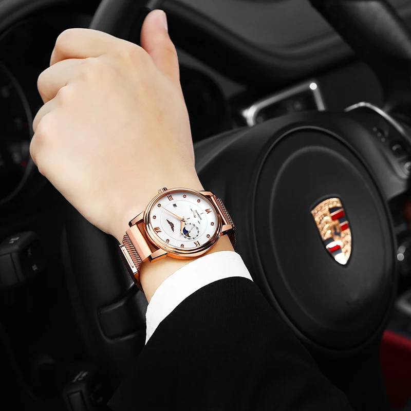 GUANQIN механические Роскошные Брендовые мужские деловые автоматические часы с