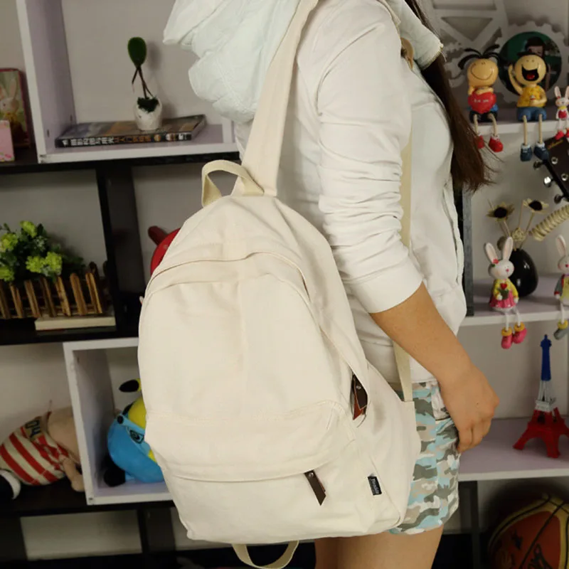 

RU&BR Canvas Backpack Pretty Style Candy Color Student Book Bag Design Simple High Capacity Woman High Leisure School Backpack