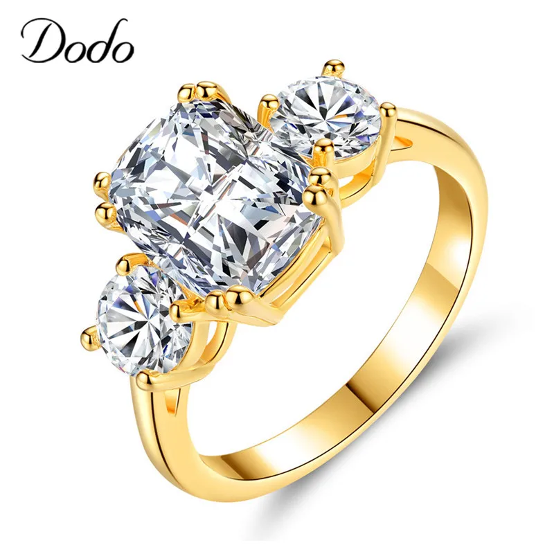 

Simple Wedding Crystal 585 Gold Color Rings Engagement Cubic Zircon Ring Fashion New Brand Bijoux For Women Jewelry Anel R446
