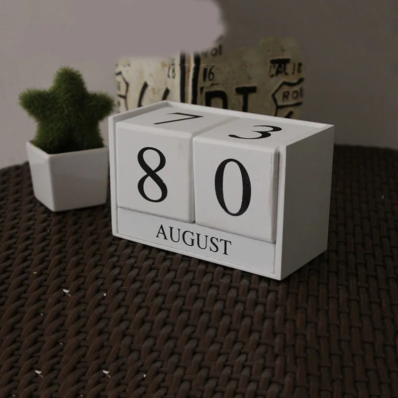 Винтажный деревянный вечный стол календарь блок планировщик постоянный Настольный органайзер DIY украшение стола