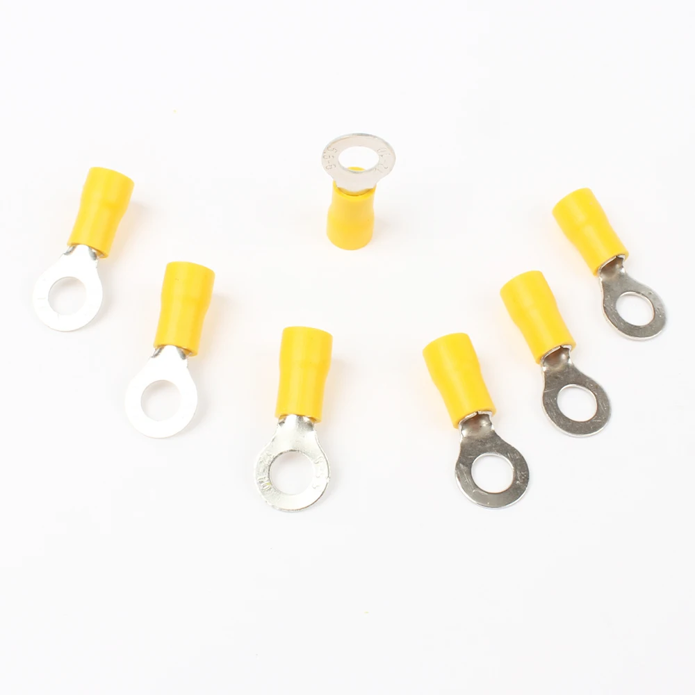Для выведения токсинов, 40 шт RV5.5-4 RV5.5-5 RV5.5-6 желтый кольцо изолированный терминал кабель обжимная Клемма костюм 4-6mm2 кабель разъем провода