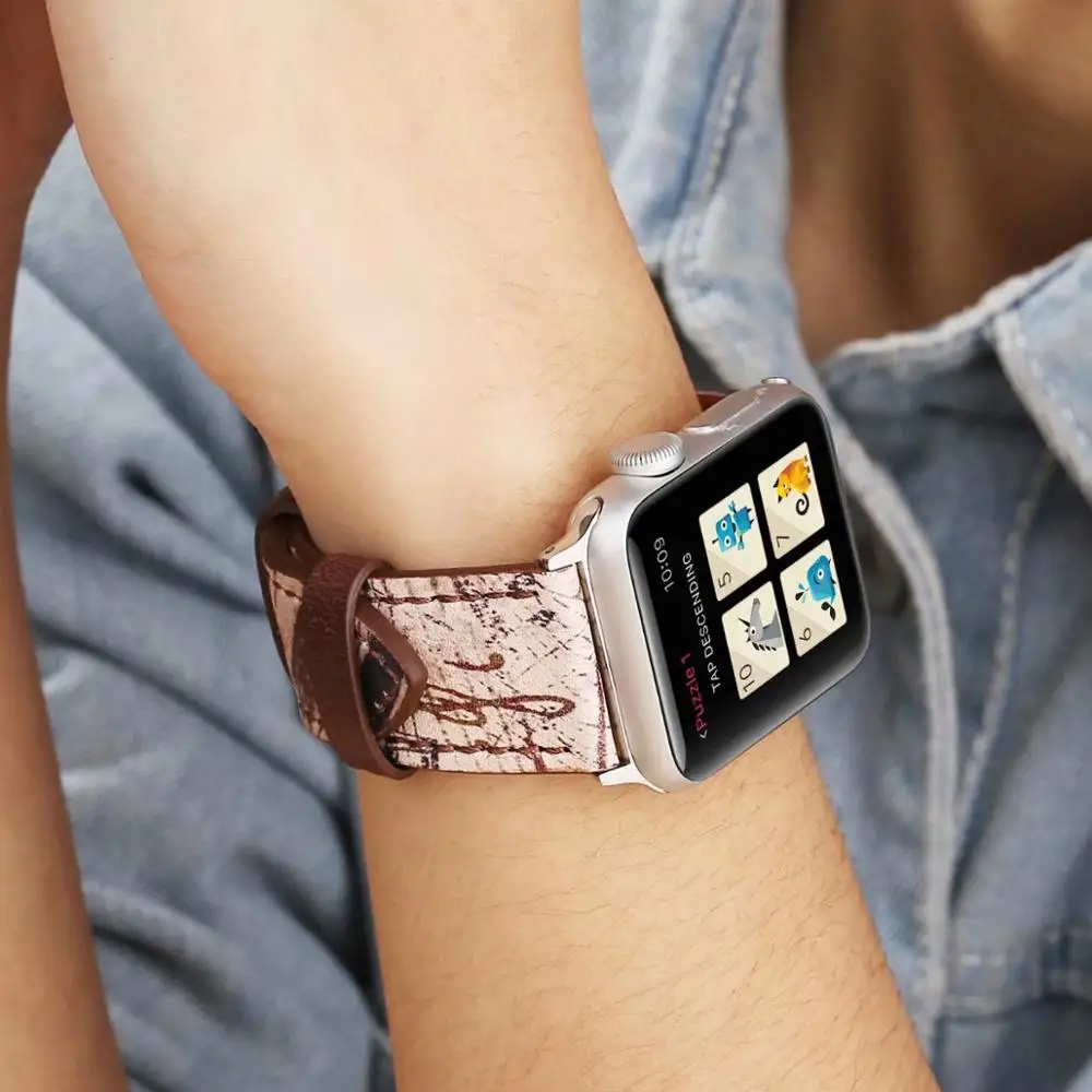 Кожаный спортивный ремешок для Apple watch band 4 5 44/40 мм Сменные аксессуары часов iwatch
