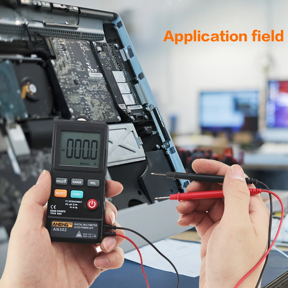 

AN302 Multi-function Button Type Multimeter + Portable Strap + Measurement Data Line Logistics Multimeter Measuring Tool