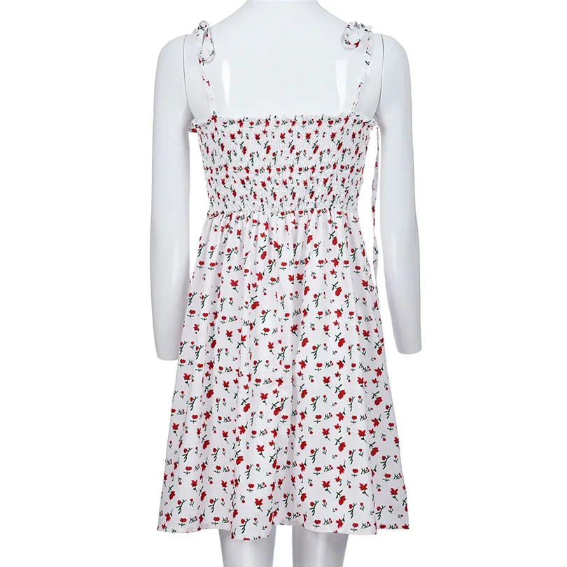  New Fashion Women Summer Casual Daily Sexy Sleeveless Flower Print Casual Mini Beach Style Mini Dress #4A17  (10)