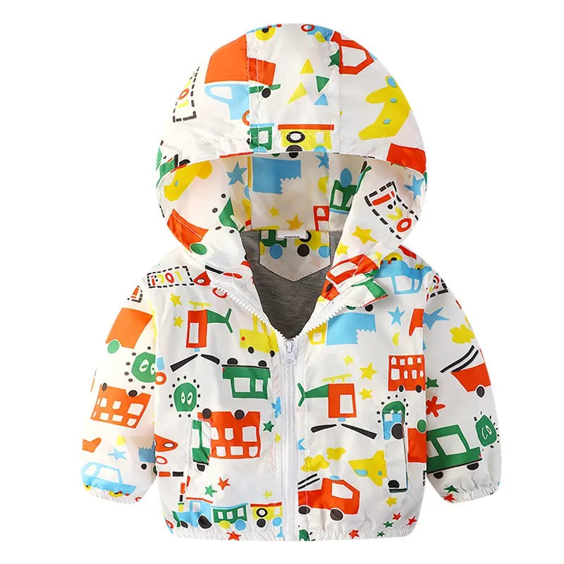 COOTELILI 80-130cm Fashion Car Printing Boys Windbreaker Children Clothes Hooded Spring Jacket For Boys Children Clothes  (10)