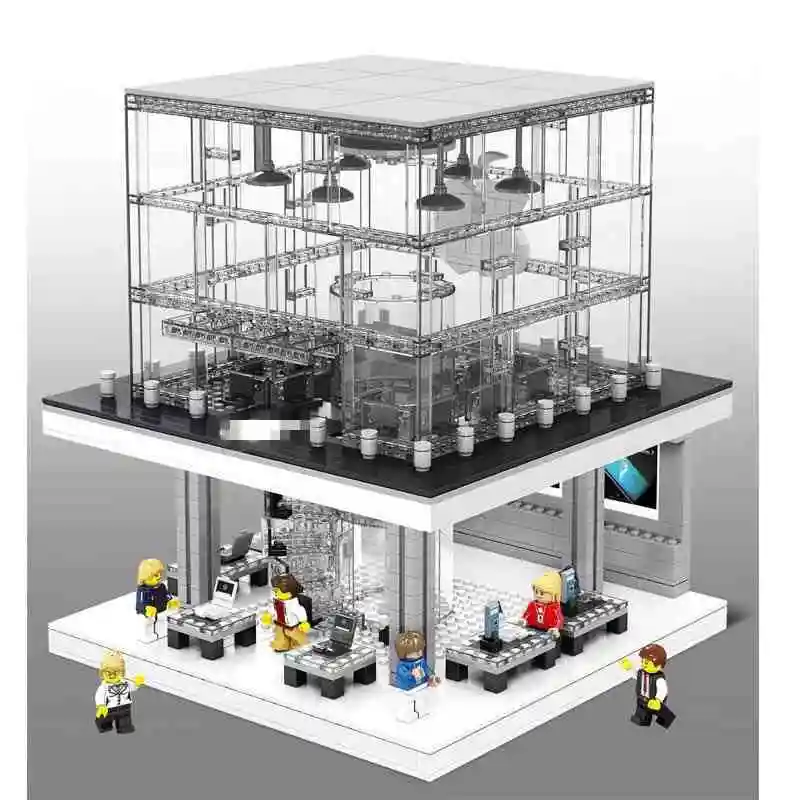 Legoings City Street View LED Apple Flagship Store Building Block Toy for Children Compatible Legoing Technic Figure Gift SD6900