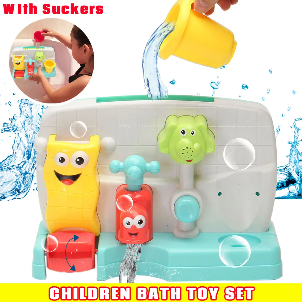 

Child Bath Toy Water Taps Bathroom Buttressed Automatic Spout Faucet Spray Shower Bathtub Swimming Pool Water Play For Kid Baby