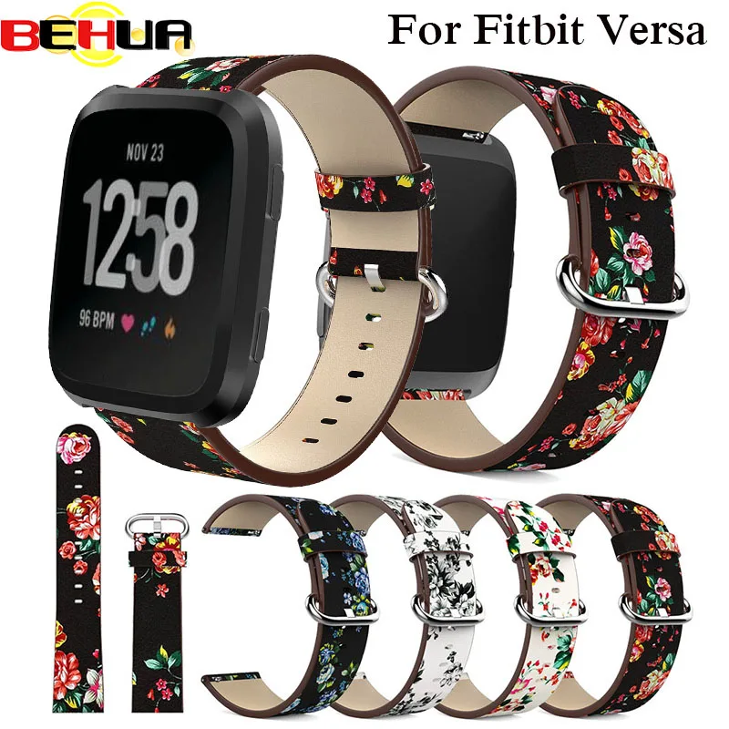 Кожаный ремешок для часов с принтом пиона Fitbit Versa Сменные аксессуары ремешки на