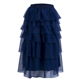 

Women Multi Layers Tulle Skirt Long Skirt Princess Ballet Tutu Dance Ruffle Prom Solid Lace