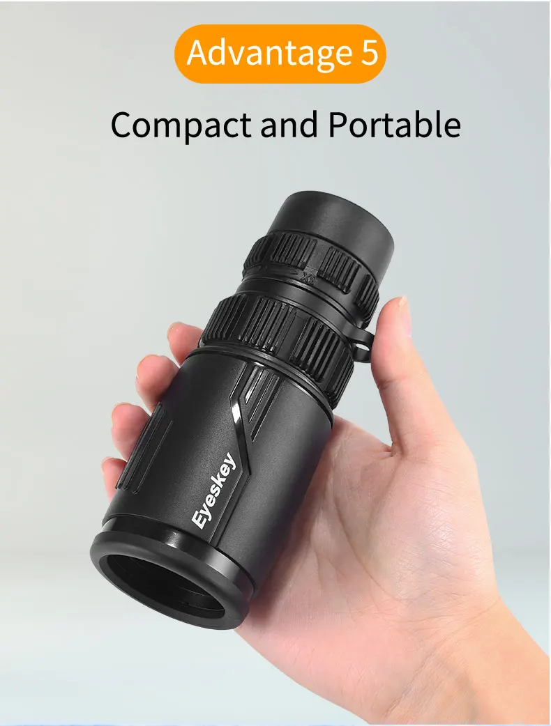 Eyeskey Zoom 8-24x42 Compact and Portable Monocular Waterproof Bak4 Prism Telescope Monoculars for Camping Hungting