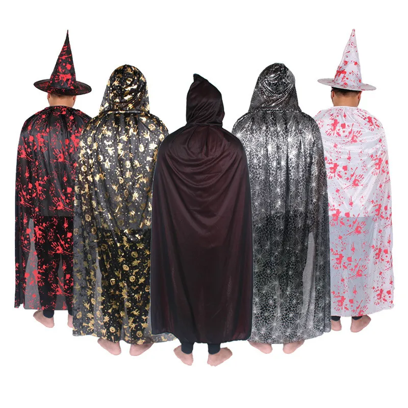 

Men's Halloween cloak Women clothes Printed hooded cape christmas outfit Unisex Open Stitch manteau