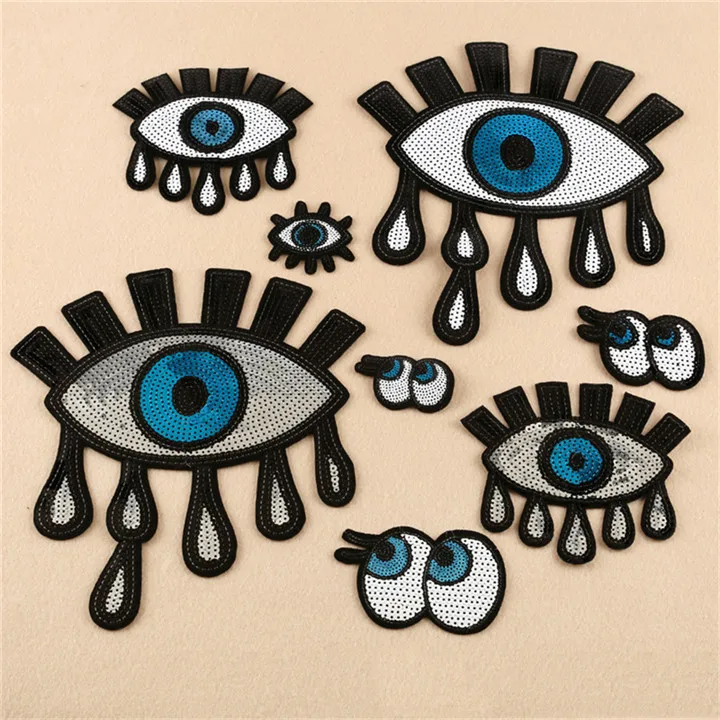 6 Sequin Embroidered Patches Heart Star Motif Cartoon Patches For Clothing DIY Patch Sew Iron on Stickers Applique Accessories For Hat