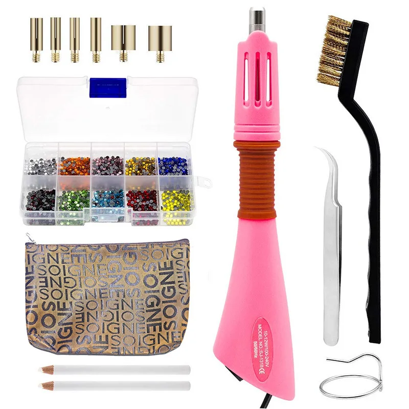 

LISM Hot Fix Rhinestones Fast Heated Hot fix Applicator DIY Tool Suit Full Set With Iron On Rhinestones for Wedding Dress
