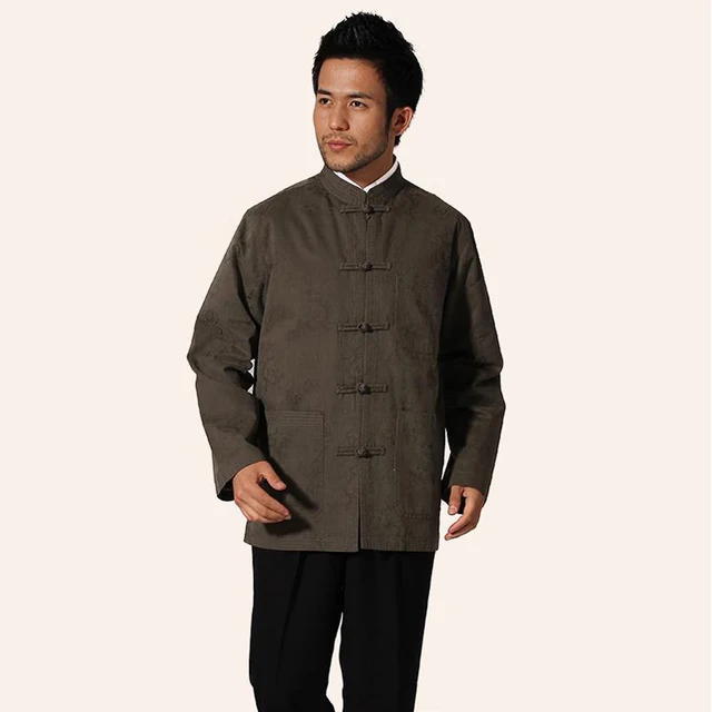 Hot Sale Army Green Chinese Style Men Cotton Coat Vintage Kung Fu ...