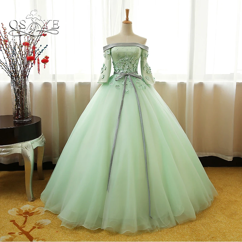 QSYYE бальное платье длинные платья для выпускного вечера Robe de Soiree с открытыми плечами лодочка шеи Тюль Формальное вечернее платье праздничное платье на заказ сделано