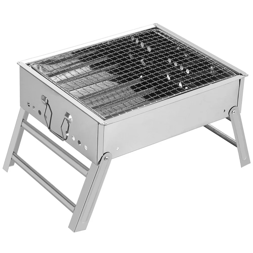 

Portable Stainless Steel Holder BBQ Grill Roaster Charcoal Picnics Camping Foldable Outdoor Cooking Stand Barbecue Plate