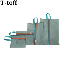 4 шт./компл. дорожая сумка с сеткой Организатор унисекс косметических сумка органайзер мешок с застежкой-молнией мешок сетки Путешествия сумка для хранения одежды