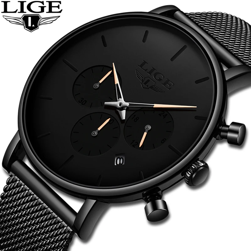 

LIGE New Business Date Mens Watches Top Brand Luxury Waterproof Sport Watch Men Ultra Thin Dial Quartz Watch Casual Reloj Hombre