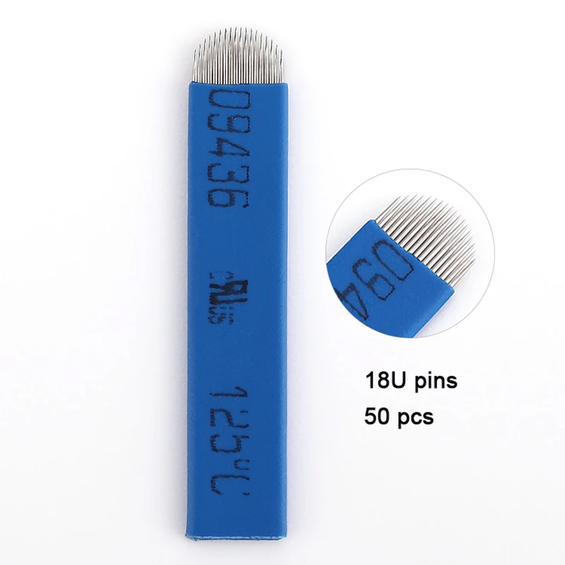 

50 Pcs 18 Pin U Shape Eyebrow Tattoo Needle Superior Microblading Blades For Permanent Makeup Manual Pen 3D Eyebrow Embroidery