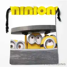 Изготовленные на заказ минионы@ 01 Сумки на шнурке Печать Мода Путешествия хранения мини мешок плавать Пешие прогулки игрушка мешок размер 18x22 см#171208-18